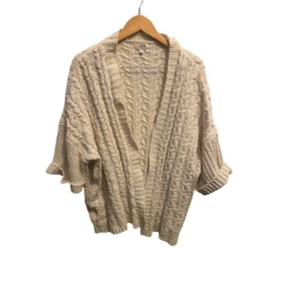 UMGEE Oversized Chenile Cable Knit Cardigan Sweater Ivory Beige Medium / Large